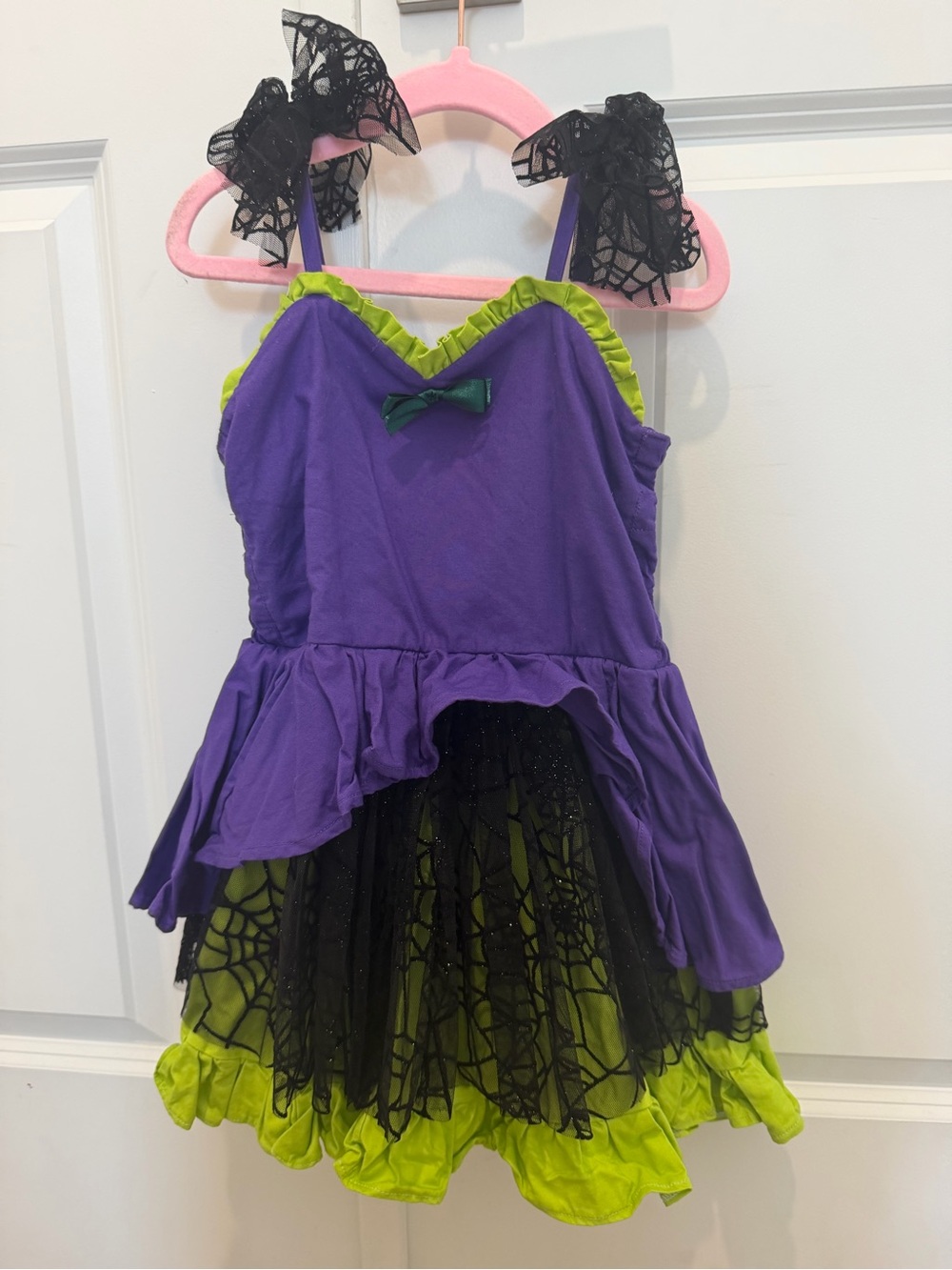 Girls Purple & Lime Spiderweb Halloween Costume Dress